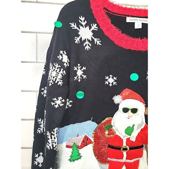 Celebrate Together Womens Sz M 3D Santa Winter Christmas Party Holiday Sweater * - Picture 3 of 10